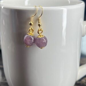 Chic Amethyst and Gold Drop Earrings